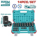 Набор ударных головок удлиненных TOTAL (14 шт)