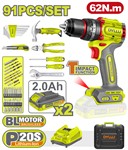 Дрель-шуруповерт ударная с набором инструмента DYLLU DTDT4B91 (91 предмет)