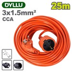 Удлинитель 25м, 1 розетка, 3x1,5мм, с заземлением DYLLU