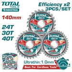 Диски пильные по дереву D 140х20 24T/30T/40T TOTAL (3шт)