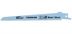 Пилка сабельная по дереву с гвоздями  150 мм S150WM (1 шт.) WORTEX (пропил прямой, тонкий, для базовых работ)
