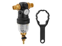 Фильтр самоочищающийся 3/4" нар., с манометром, AV Engineering (промывной латунный, разборный, ступенчатый)