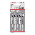 Пилка лобзиковая по дереву/ламинату 100 мм  T101AIF (5 шт.) BOSCH (пропил прямой, тонкий, для точного реза, в т.ч. в твердой древисине)