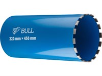Коронка алмазная 220мм железобетон BULL, L450мм, 1 1/4", мокрое сверление