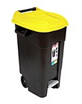 Контейнер для мусора пластик. 120л с педалью (жёлт. крышка)