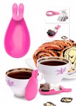 Держатель чайных пакетиков и ложки «КРОЛИК», розовый, BRADEX