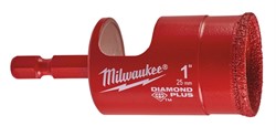 Коронка алмазная для керамогранита MILWAUKEE DIAMOND PLUS 25 мм
