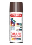 Краска-эмаль аэроз. универсальная коричневый глянец STARFIX 520мл (8016)