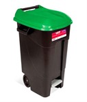 Контейнер для мусора пластик. 120л с педалью (зеленая крышка) 