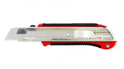 Нож, 25 мм, выдвижное лезвие, усиленная металлическая направляющая, металлическая обрезиненная рукоятка Matrix