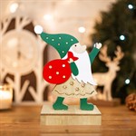 Деревянная фигурка с подсветкой «Дед Мороз» 5 LED, 18 см, теплый белый (Применяется для эксплуатации в помещении, Класс защиты IP20)