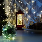Фонарь декоративный "Дед мороз" с эффектом снегопада и подсветкой 2 LED, теплый белый (Применяется для эксплуатации в помещении, Класс защиты IP20)
