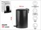 Ведро для мусора с педалью, 12 л, черное, серия Black Onyx, сталь, PERFECTO LINEA (с микролифтом) - фото 179168